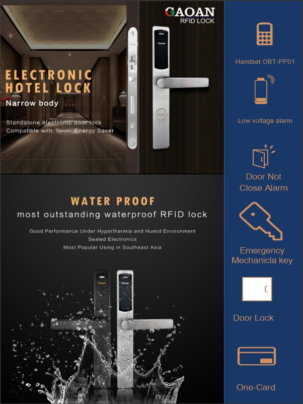 Gaoan Narrow (E3464P) RFID Hotel Door Lock
