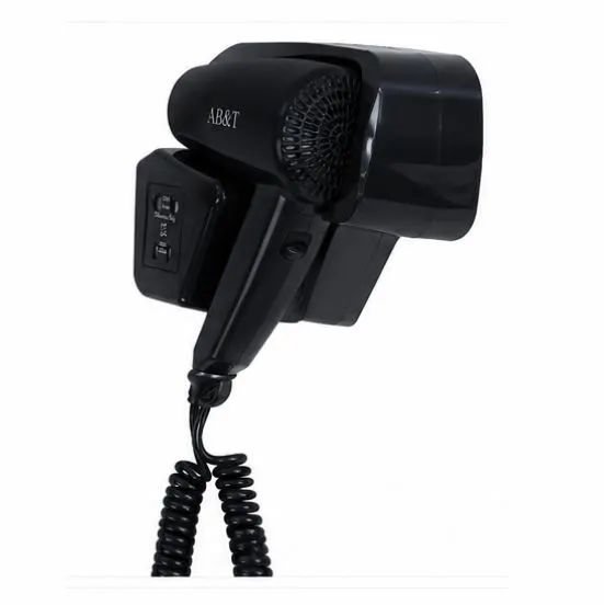 wall mounted black hair dryer for guest room