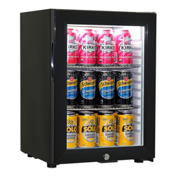 mini fridge with glass door