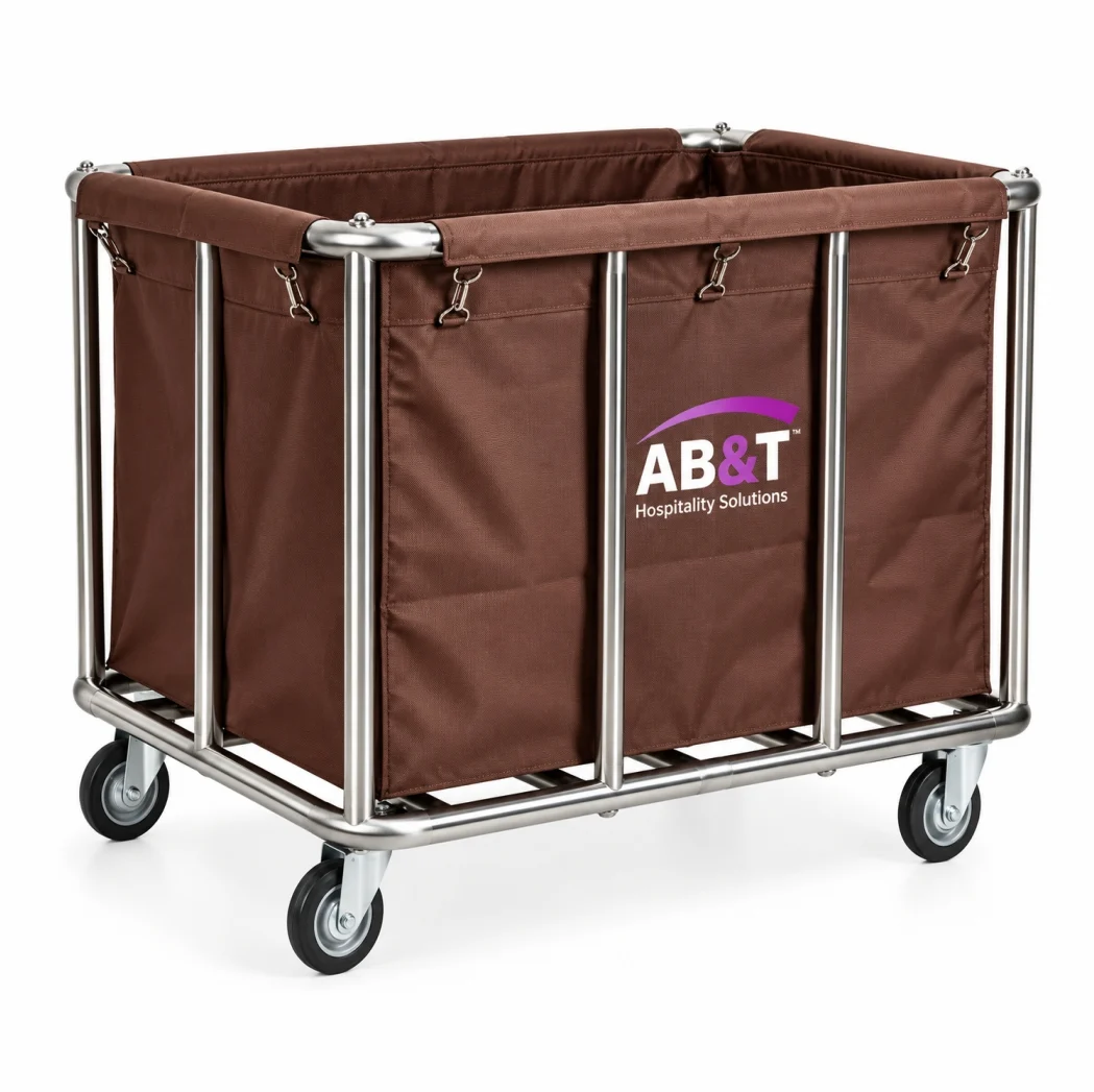 AB&T Stainless Steel Blue Linen Laundry Trolley for Hotels